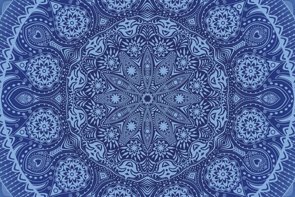 Tapéta dísz Mandala csipkével kék színben