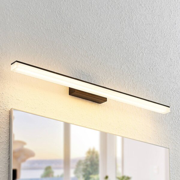 Lucande LED fali lámpa Lisana, vízszintes, 75 cm, IP44, Fekete, Fürdőszoba, fém, Modern