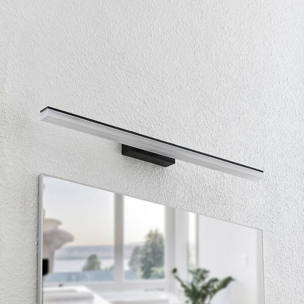 Lucande LED fali lámpa Lisana, vízszintes, 75 cm, IP44, Fekete, Fürdőszoba, fém, Modern