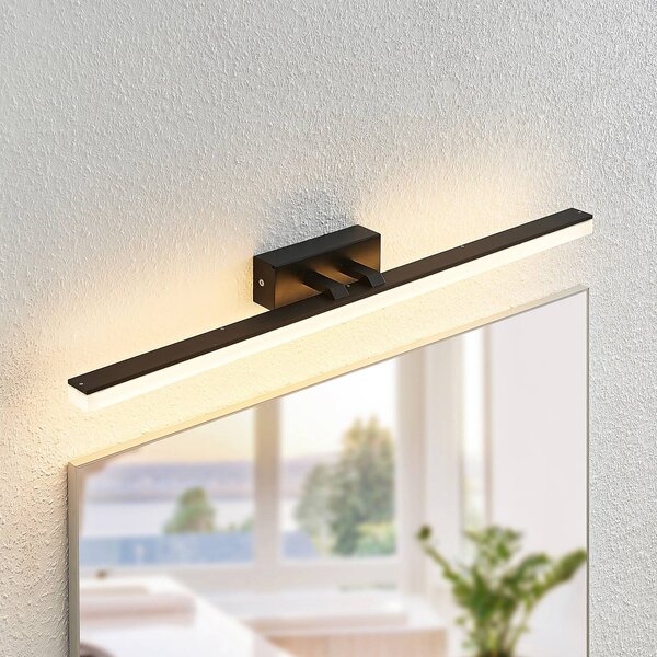 Lucande LED fali lámpa Lisana, vízszintes, 75 cm, IP44, Fekete, Fürdőszoba, fém, Modern