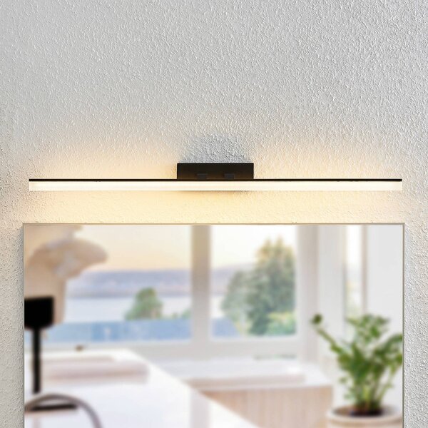 Lucande LED fali lámpa Lisana, vízszintes, 75 cm, IP44, Fekete, Fürdőszoba, fém, Modern