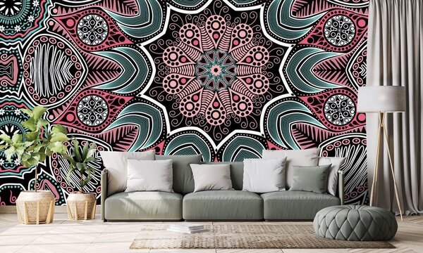 Tapéta indiai Mandala virágokkal