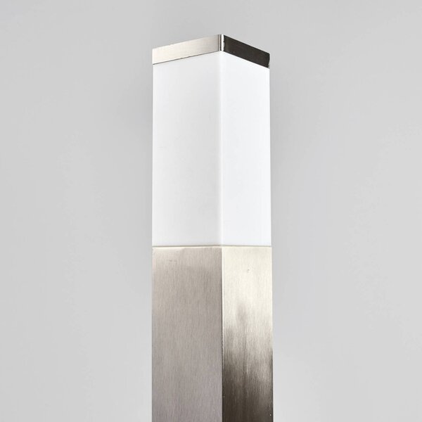 Lindby Lorian pillér világítás, 100 cm, rozsdamentes acél, IP44, E27, dimmelhető, Alu / szürke / cink, Rozsdamentes acél, Modern
