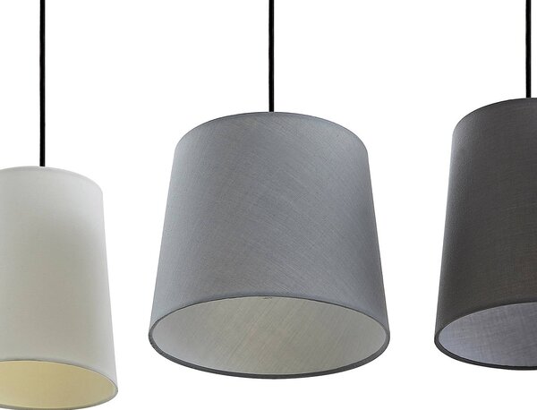 Lindby függőlámpa Hinai, fekete/szürke/fehér, textil, 116cm, dimmelhető, Fehér / opál, Nappali / Étkező, Textil / szövet / selyem, Skandináv