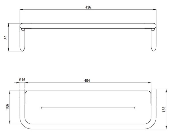Deante Silia, fali polc 436x124x89 mm, arany fényes, DEA-ADI_Z511