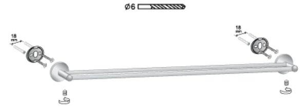 BISK Erga FOR YOU, 1 soros törölközőtartó 600mm, fekete matt, ERG-08259