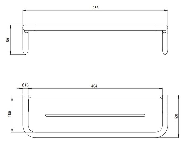 Deante Silia, fali polc 436x124x89 mm, arany matt, DEA-ADI_R511