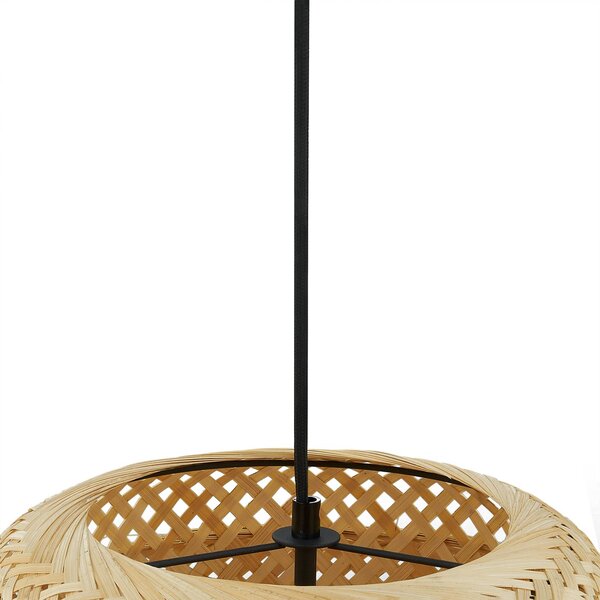 Lindby Venora függőlámpa, Ø 40 cm, egyszintes, bambusz, E27, dimmelhető, Világos fa, Nappali / Étkező, Bambusz, Vidéki otthon / Rusztikus
