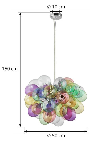 Lucande Diborah lógó világítás, Ø 50 cm, színes, üveg, G9, dimmelhető, Többszínű, Nappali / Étkező, Üveg, Dizájn
