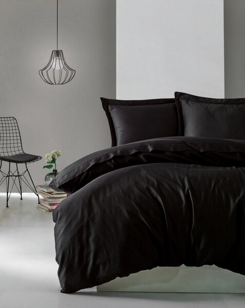 Elegant pamut szatén dupla ágyneműhuzat garnitúra 200 × 220 cm, fekete