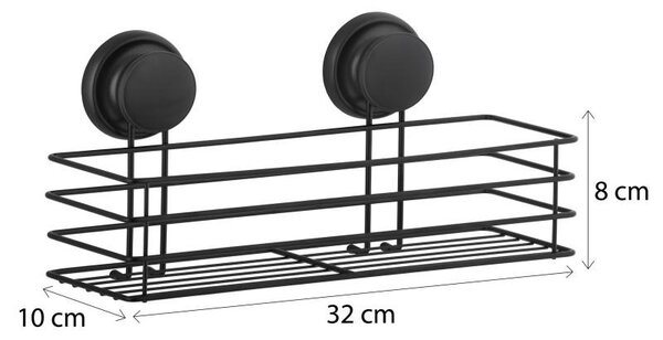 Erga Gavi, fürdőszobai polc, fürdőszobai kosár tapadókorongon 32x10x8 cm, fekete matt, ERG-YKA-CH.GAVI-KPL-BLK