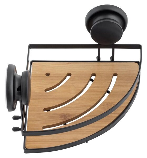 Erga Gavi, sarokpolc 26,5x19 cm tapadókorongokhoz, fekete matt-natúr barna, ERG-YKA-CH.GAVI-BN1
