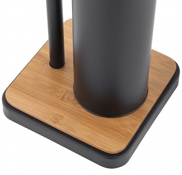 Erga Dyka, WC-papír és WC-kefe tartó 18x18x72 cm, fekete matt-barna, ERG-YKA-P.DYKA-BLK