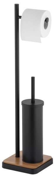 Erga Dyka, WC-papír és WC-kefe tartó 18x18x72 cm, fekete matt-barna, ERG-YKA-P.DYKA-BLK