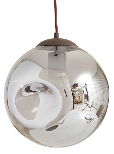 Lindby Valentina függőlámpa, E27, Ø 49 cm, füstös szürke, üveg, dimmelhető, Alu / szürke / cink, Nappali / Étkező, Üveg, Dizájn