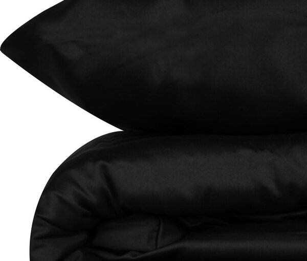 Elegant pamut szatén dupla ágyneműhuzat garnitúra 200 × 220 cm, fekete
