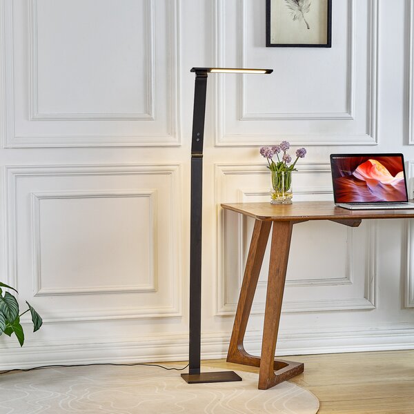 Állólámpa Lucande, Salome, dimmable, Fekete, Dolgozószoba / iroda, Alumínium, Modern