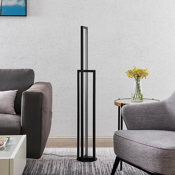 Állólámpa Lucande, Hylda, dimmable, Fekete, Nappali, Fém, Modern