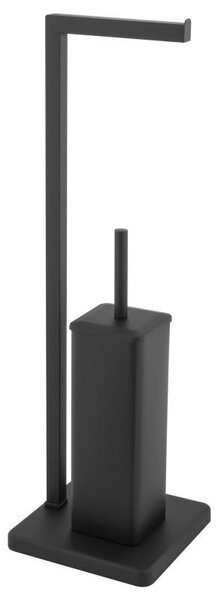 Erga Marko, WC-papír és WC-kefe állvány 20x20x65 cm, fekete matt, ERG-YKA-PD.MARKO-BLK