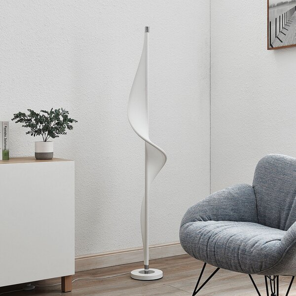 Állólámpa Lucande, Edano, dimmable, Fehér, Nappali, Szövet / Textília, Modern