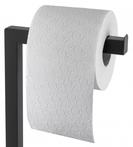Erga Marko, WC-papír és WC-kefe állvány 20x20x65 cm, fekete matt, ERG-YKA-PD.MARKO-BLK