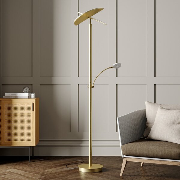 Állólámpa Lucande, Anniki, dimmable, Arany / Sárgaréz, Nappali, Fém, Modern