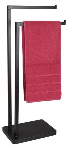 Erga Roki, kétkaros törölközőtartó 30,5x20,5x80,5 cm, fekete matt, ERG-YKA-P.ROKI-BLK