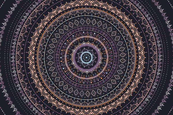 Tapéta Mandala nap mintával lila színben