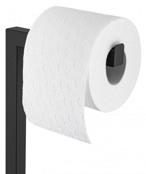 Erga Saki, WC-papír és WC-kefe tartó 20x20x65 cm, fekete matt-barna, ERG-YKA-PD.SAKI-BLK