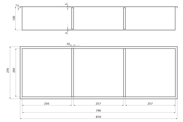 Polysan Polysan, INSERTA falra szerelhető polc, 270x810 mm, rozsdamentes acél, antracit, 1301-27B
