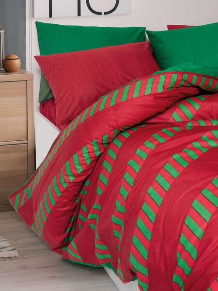 Holly Ranforce dupla ágyneműhuzat garnitúra feszített lepedővel 160 × 200+30 cm, zöld