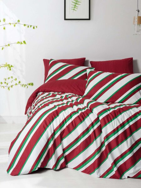 Merry Ranforce dupla ágyneműhuzat garnitúra feszített lepedővel, piros