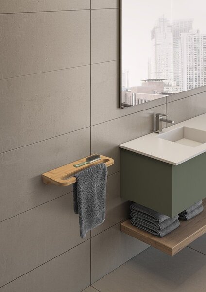 Gedy Gedy, HIMALAYA polc törölközőtartóval 400x145mm, bambusz, HY19