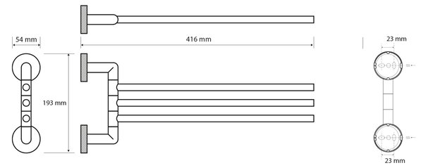 Sapho Sapho, LARISSA hármas törülközőtartó, 350mm-es forgatható, króm, WS022