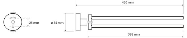 Sapho Sapho, X-ROUND dupla törölközőtartó 420mm, forgatható, króm, XR405