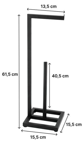 Erga Pap, fém WC-papír tartó 4 tekercs tárolására, matt fekete, ERG-YKA-P.PAP1-BLK