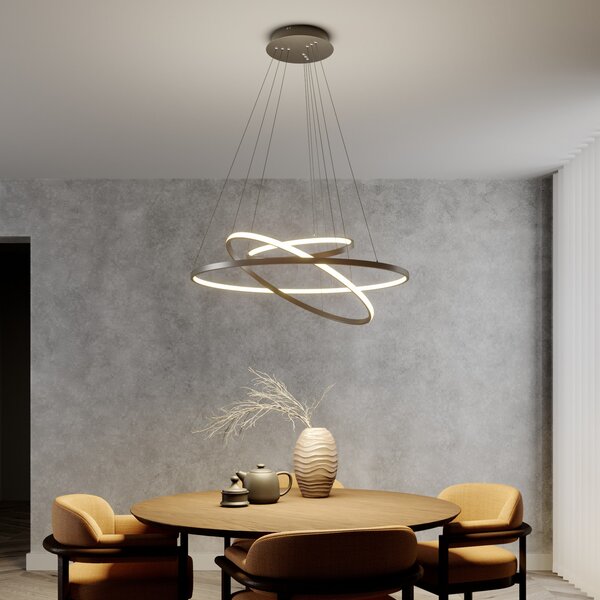 Függőlámpa Lucande, Ezana, dimmable, Szürke, Nappali, Fém, Modern