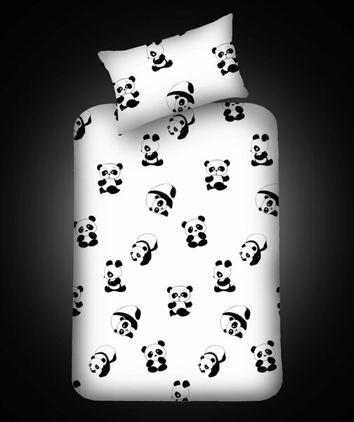 Panda egyszemélyes gumis lepedő garnitúra