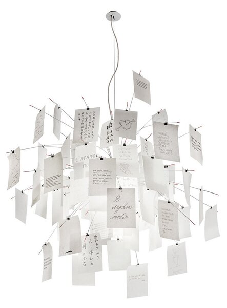 Függőlámpa Ingo Maurer, Zettel'z 5, dimmable, Fehér, Nappali, Papír / Karton, Dizájn