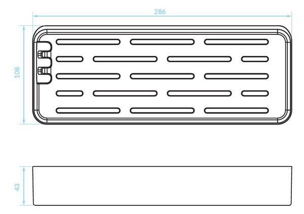 Kuchinox APO, fali polc 286x108x43 mm, matt fekete, LAV-AKA_701T