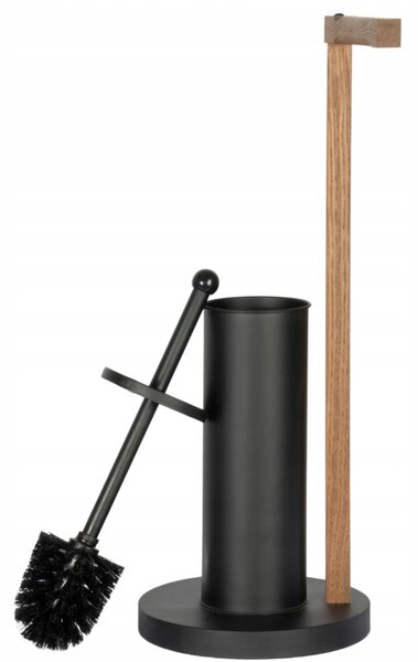 Erga Aurora Small Black, WC kefe fa WC papír tartóval 19x19x56 cm, barna-fekete, ERG-SEP-1340STLAZSBLA