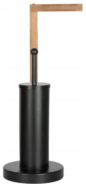 Erga Aurora Small Black, WC kefe fa WC papír tartóval 19x19x56 cm, barna-fekete, ERG-SEP-1340STLAZSBLA