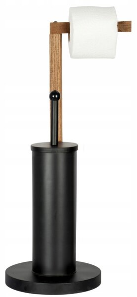 Erga Aurora Small Black, WC kefe fa WC papír tartóval 19x19x56 cm, barna-fekete, ERG-SEP-1340STLAZSBLA