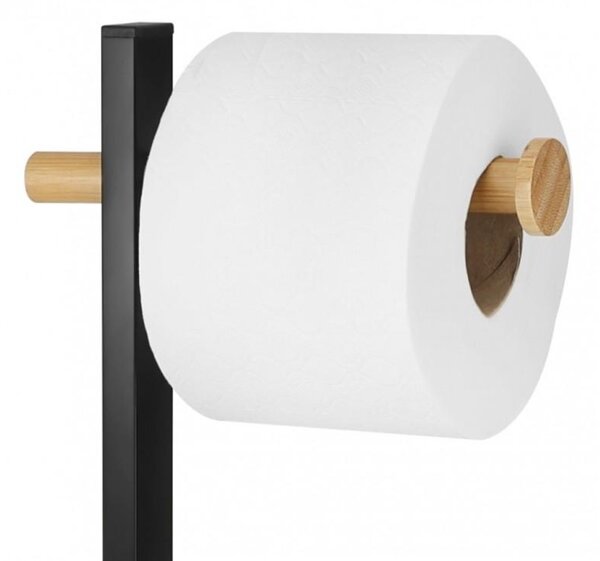 Erga Yami, WC-papír tartó WC kefével és papíradagolóval, fekete-barna, ERG-YKA-P.YAMI-BLK