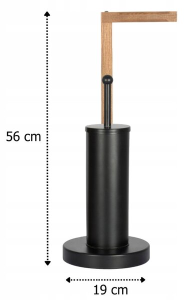Erga Aurora Small Black, WC kefe fa WC papír tartóval 19x19x56 cm, barna-fekete, ERG-SEP-1340STLAZSBLA