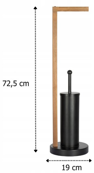 Erga Aurora Fekete, WC kefe fa WC papír tartóval 19x19x72,5 cm, barna-fekete, ERG-SEP-1004SEPSTLUNA
