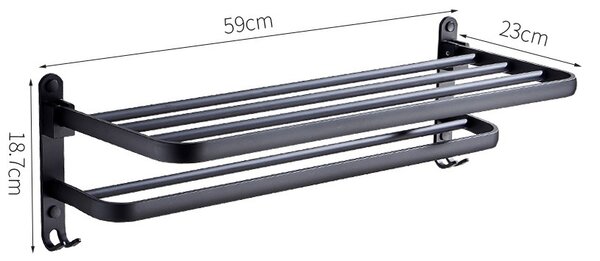 Gamma Gamma, törölközőtartó 59cm, fekete matt, GMA-UWS-BK
