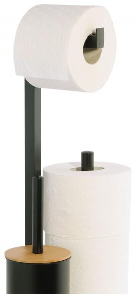 Erga Pap, WC-papír tartó WC kefével és adagolóval, fekete-barna, ERG-YKA-P.PAP-WC-BLK