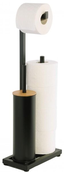 Erga Pap, WC-papír tartó WC kefével és adagolóval, fekete-barna, ERG-YKA-P.PAP-WC-BLK