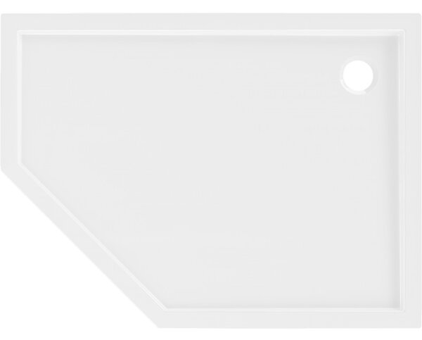 Mexen Flow Slim, jobb oldali ötszögletű zuhanytálca 90 x 80 cm, fényes fehér, 46P108090R